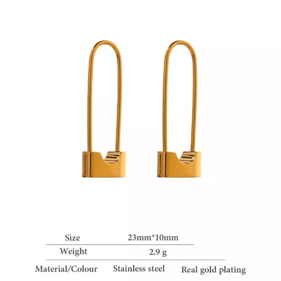 18K Gold Plated Lock Hoop Earrings - Picture 6 of 11